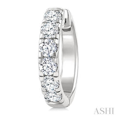 1 1/2 Ctw Round Cut Diamond Hoop Earrings in 14K White Gold