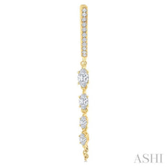 3/4 Ctw Marquise and Round Cut Diamond Journey Long Chain Fashion Earrings in 14K Yellow Gold