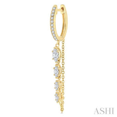 3/4 Ctw Marquise and Round Cut Diamond Journey Long Chain Fashion Earrings in 14K Yellow Gold