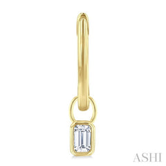 1/3 Ctw Bezel Set Emerald Cut Diamond Huggie Earrings in 14K Yellow Gold