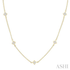 1 1/2 Ctw Princess Cut Diamond Fashion Necklace in 14K Yellow Gold