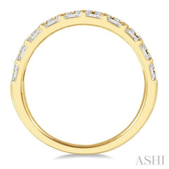 1/2 Ctw Parallel Row Baguette and Round Cut Diamond Stackable Fashion Band in 14K Yellow Gold