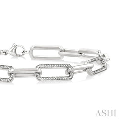 1/10 Ctw Bold Round Cut Diamond Paperclip Fashion Bracelet in Sterling Silver