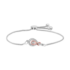 Gold Silver White Rose Diamond 1/20Ctw Bracelet