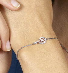 Gold Silver White Rose Diamond 1/20Ctw Bracelet