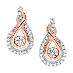 Gold Silver White Rose Diamond 1/5Ctw Earring