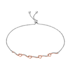 Silver White Rose Diamond 1/7Ctw Bracelet