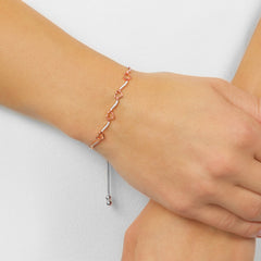 Silver White Rose Diamond 1/7Ctw Bracelet