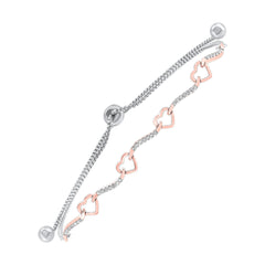 Silver White Rose Diamond 1/7Ctw Bracelet