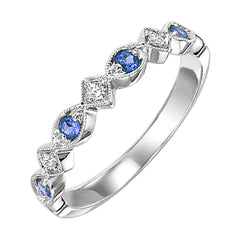 10Kt White Gold Diamond 1/20Ctw & Sapphire 1/6Ctw Ring