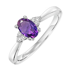 10Kt White Gold Diamond 1/25Ctw & Amethyst 3/8Ctw Ring