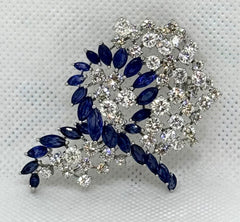 Ladies Antique Diamond and Sapphire Brooch