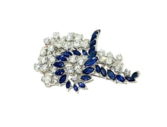 Ladies Antique Diamond and Sapphire Brooch