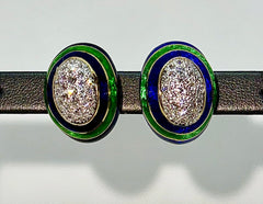 Blue and Green Diamond enamel earrings