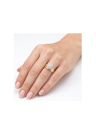 Ladies wide band cluster diamond ring
