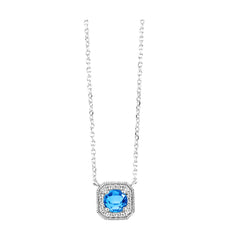 10Kt White Gold Diamond 1/15Ctw & Blue Topaz 5/8Ctw Pendant
