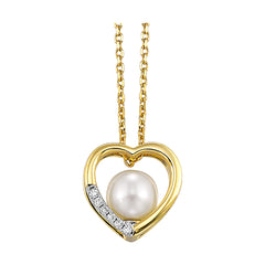 14Kt Yellow Gold Diamond 1/50Ctw & Pearl Pendant