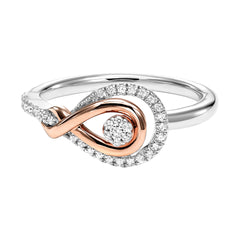 Gold Silver White Rose Diamond 1/6Ctw Ring