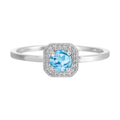 10Kt White Gold Diamond 1/12Ctw & Blue Topaz 1/2Ctw Ring