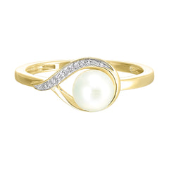14Kt Yellow Gold Diamond 1/50Ctw & Pearl 1 1/2Ctw Ring