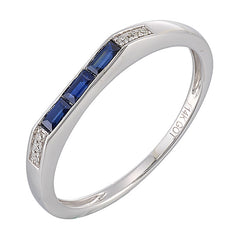14Kt White Gold Diamond 1/50Ctw & Sapphire 1/8Ctw Ring