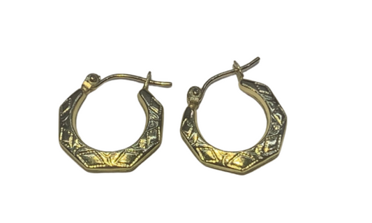 10k New Orleans dime sized hoop earrings