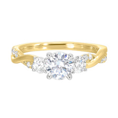 14Kt Yellow Semi Mount 1/2Ctw For 1Ctw Round Center