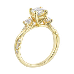 14Kt Yellow Semi Mount 1/2Ctw For 1Ctw Round Center