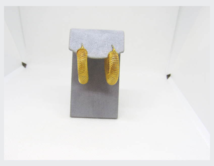14k Yellow Gold Mesh Style Hoop Earrings