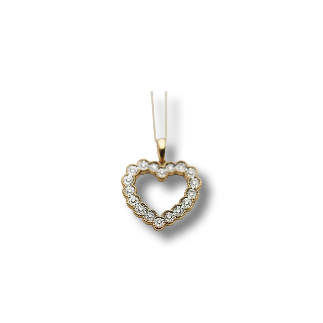 10k Yellow gold diamond heart pendant