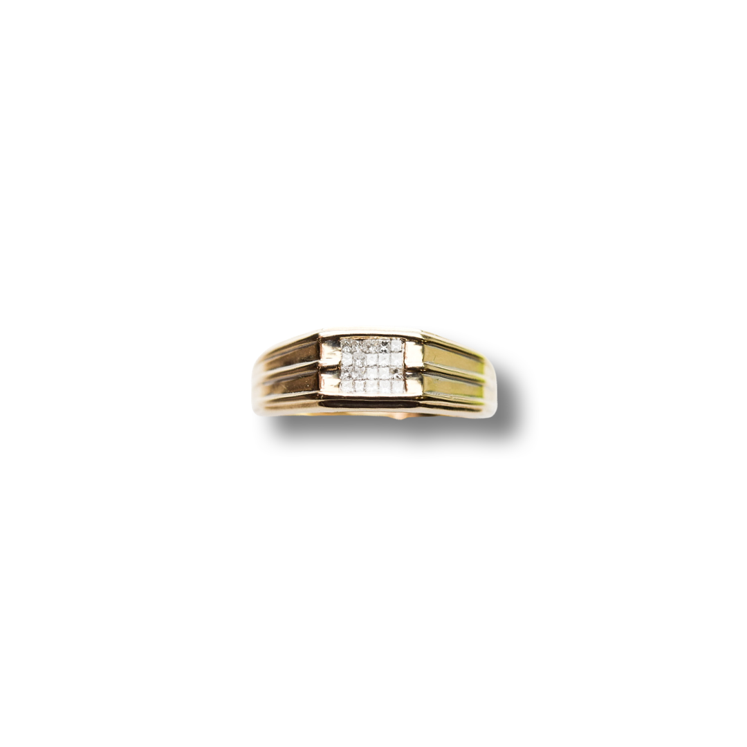 14k yellow gold men's diamond ring