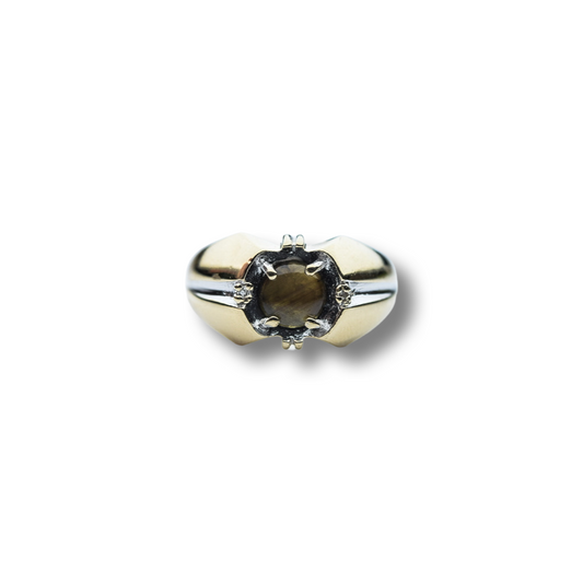 Black star sapphire mens ring